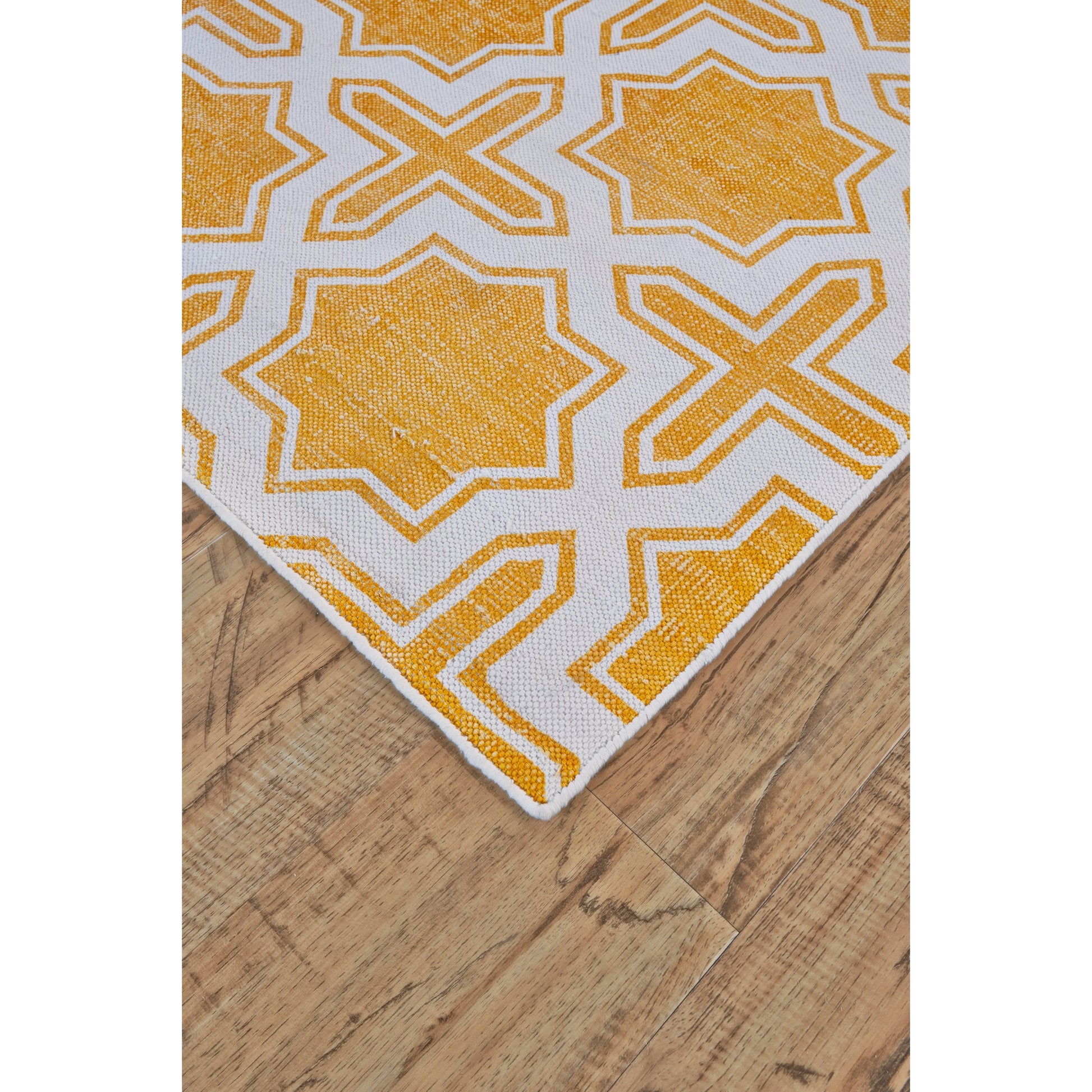 Granada Transitional Geometric Rug - I0516 by Feizy in yellow, white. Made from cotton in a unique style.