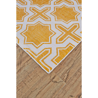 Granada Transitional Geometric Rug - I0516 by Feizy in yellow, white. Made from cotton in a unique style.