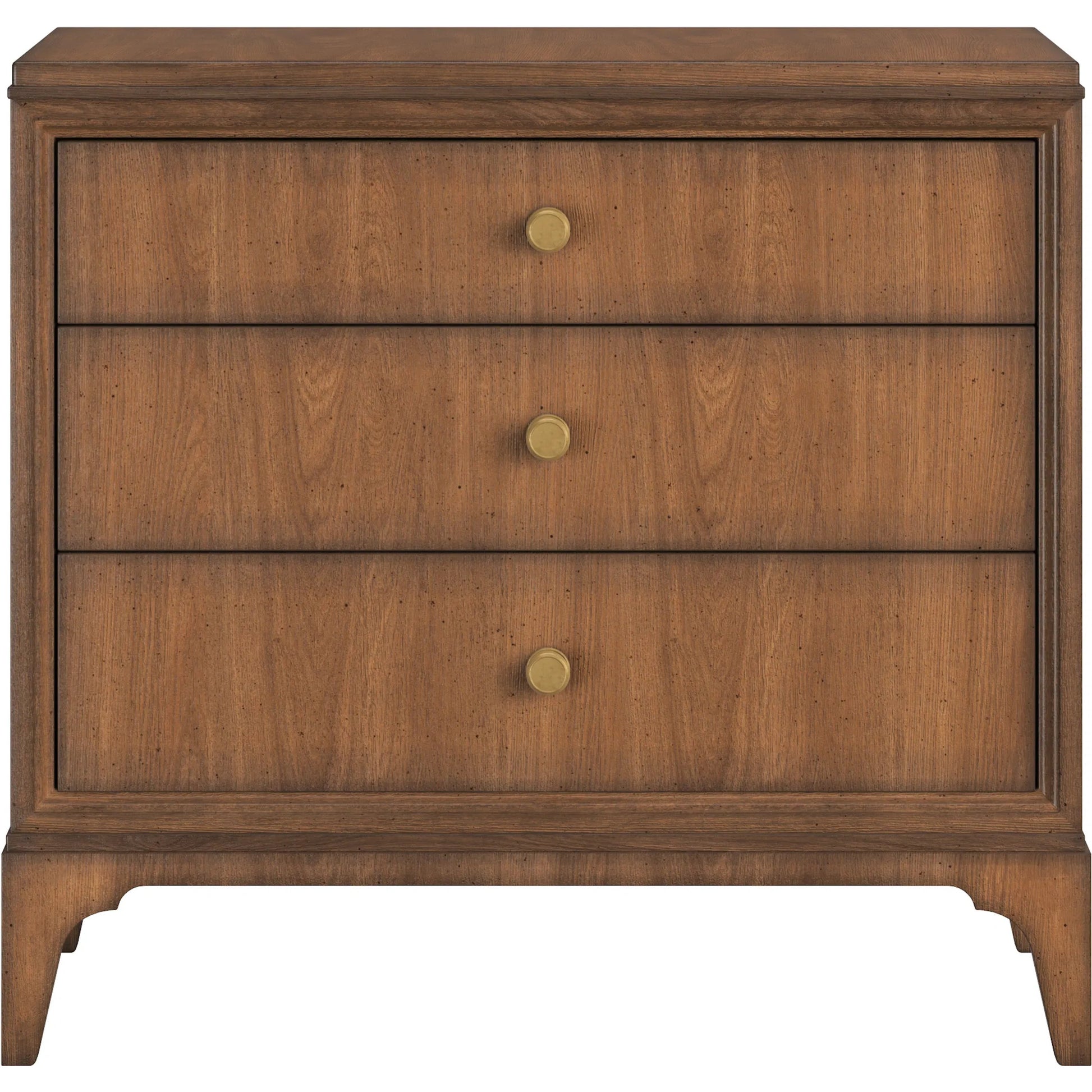Harbor 3 Drawer Nightstand by A.R.T. Furniture in lakeside sepia. Made from rubber wood solid, prima vera quarter cut, light figure veneer in a traditional style.