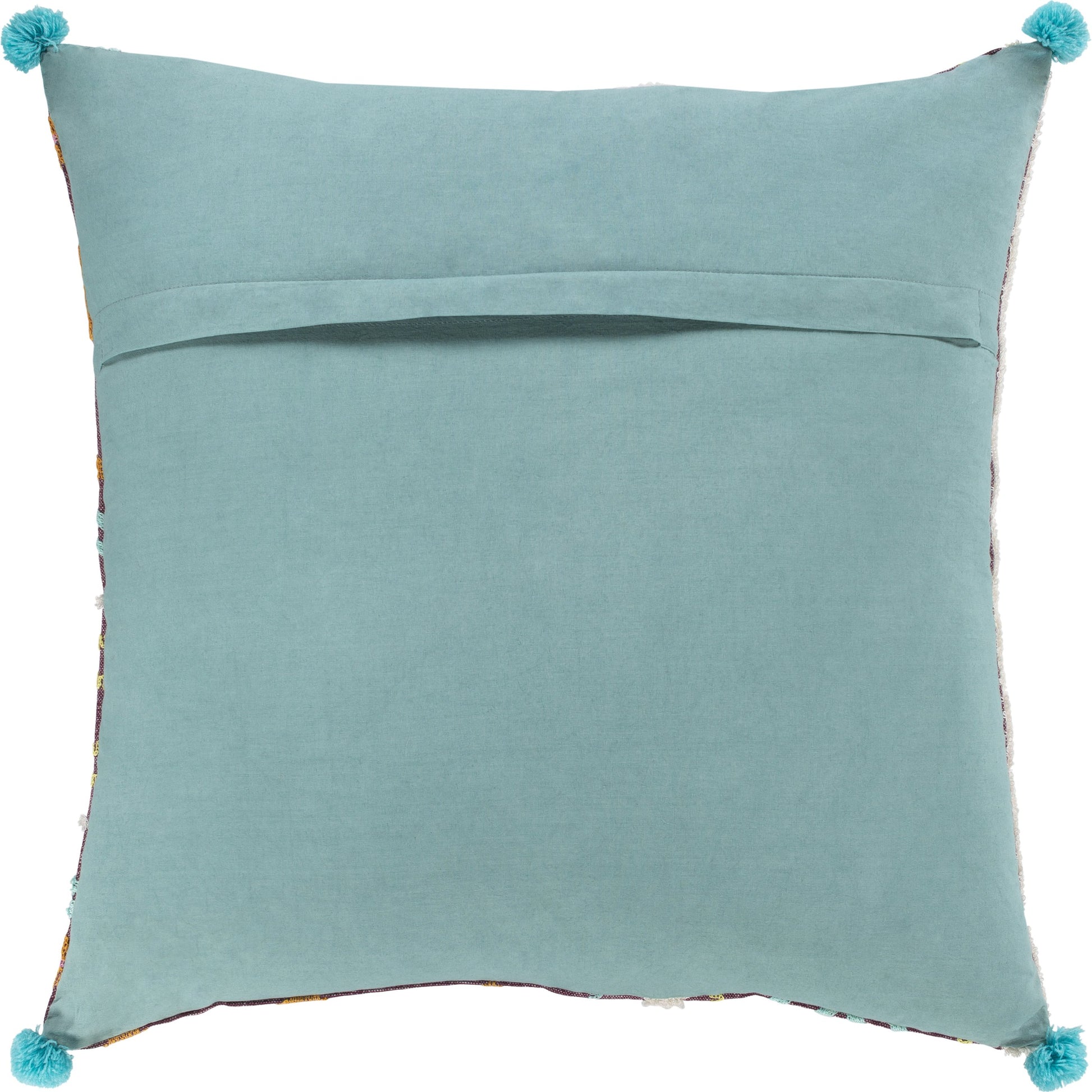Kiko Pillow - 13447 by Surya in plum, aqua, lavender, orange, yellow, white. Made from 100% cotton in a eclectic & global style.