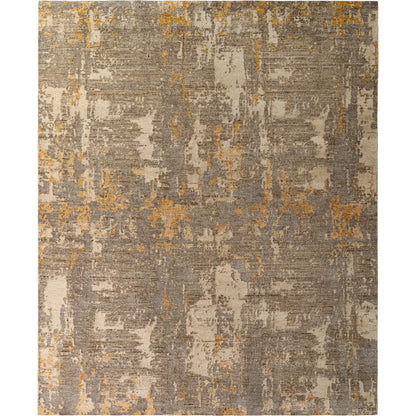 Kolkata KKT-2301 Rug by Surya in ochre, taupe, charcoal, ivory. Made from face: 60% wool, 40% silk, warp: 100% cotton in a unique style.