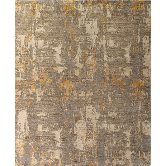 Kolkata Rug - 494797 by Surya in grey, dark grey, khaki, camel. Made from face: 60% wool, 40% silk, warp: 100% cotton in a unique style.