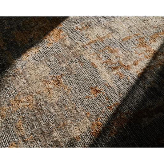 Kolkata Rug - 494797 by Surya in grey, dark grey, khaki, camel. Made from face: 60% wool, 40% silk, warp: 100% cotton in a unique style.
