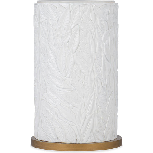 Melange Be-Leaf in Me Accent Table by Hooker Furniture in white. Made from resin, quartz in a modern style.