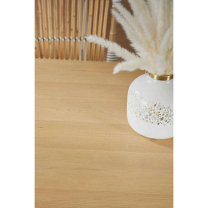 Klein Dining Table by Essentials For Living in light honey oak, brushed gold. Made from oak veneer, mdf, solid rubberwood, metal in a modern style.