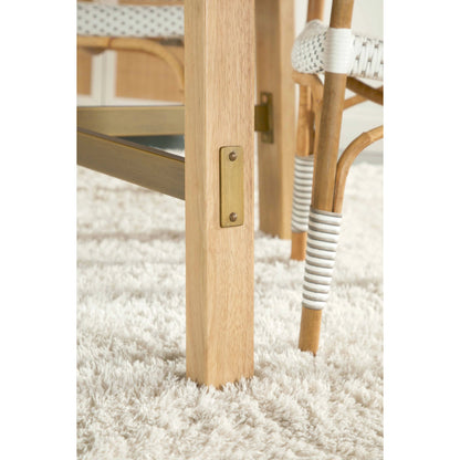 Klein Dining Table by Essentials For Living in light honey oak, brushed gold. Made from oak veneer, mdf, solid rubberwood, metal in a modern style.