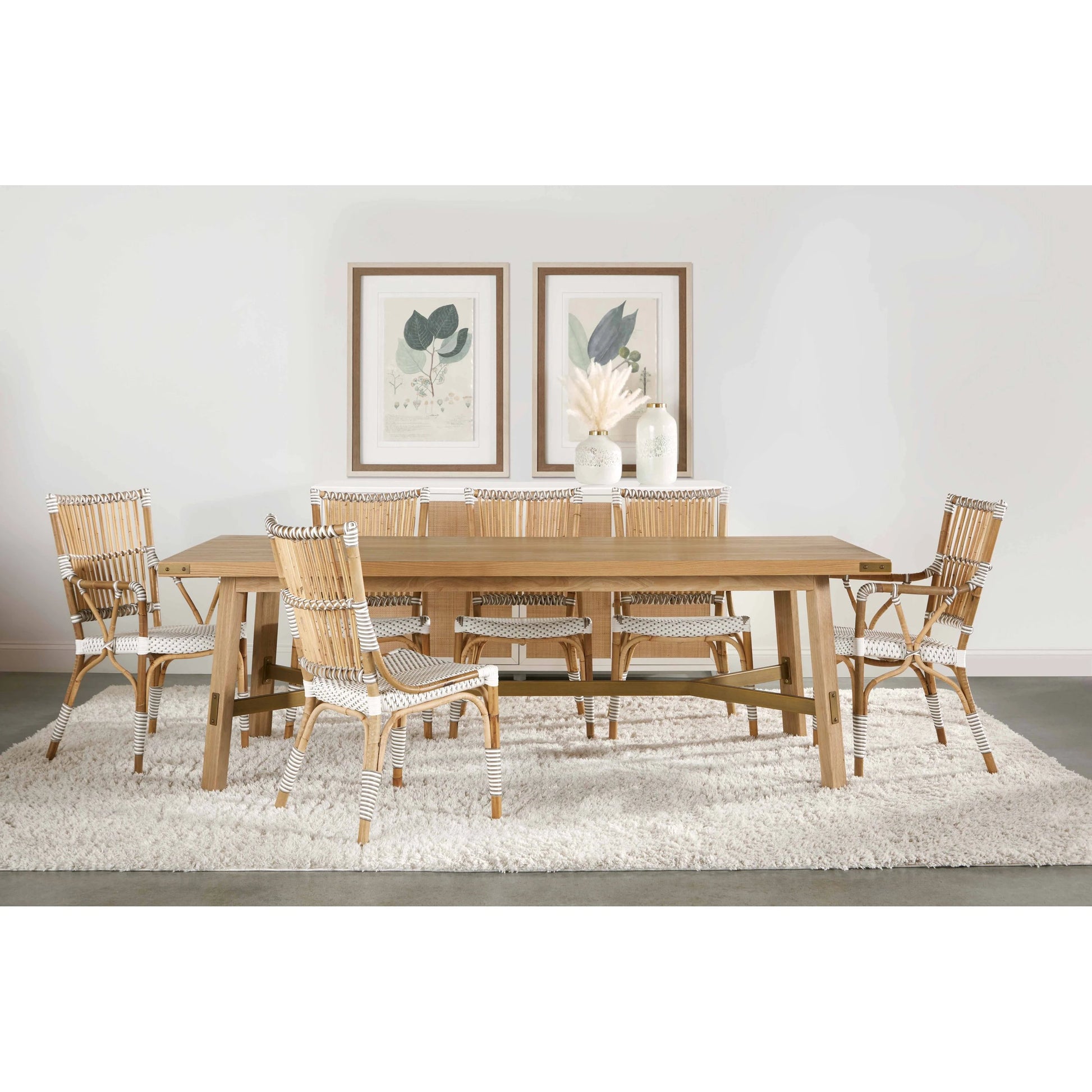Klein Dining Table by Essentials For Living in light honey oak, brushed gold. Made from oak veneer, mdf, solid rubberwood, metal in a modern style.