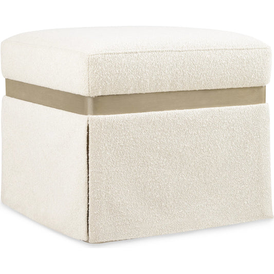 Melange Dream Weaver Pouf by Hooker Furniture in inverness natural and champagne trim. Made from birch veneers, fabric in a modern style.