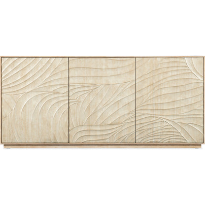 Retreat Entertainment Credenza by Hooker Furniture in dune. Made from oak veneers, resin in a cottage & farmhouse style.