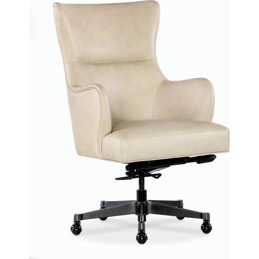 Lazzaro Executive Tilt Swivel Chair by Hooker Furniture in beige. Made from leather in a modern style.