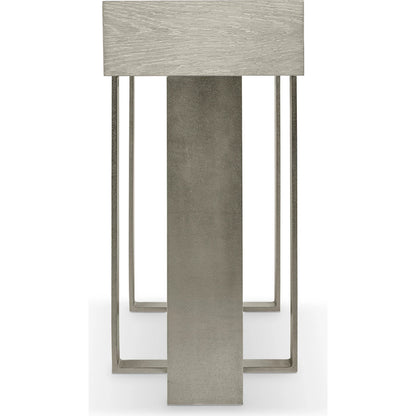Tempo Console Table by Bernhardt in larza, satin nickel. Made from oak, aluminum in a transitional style.