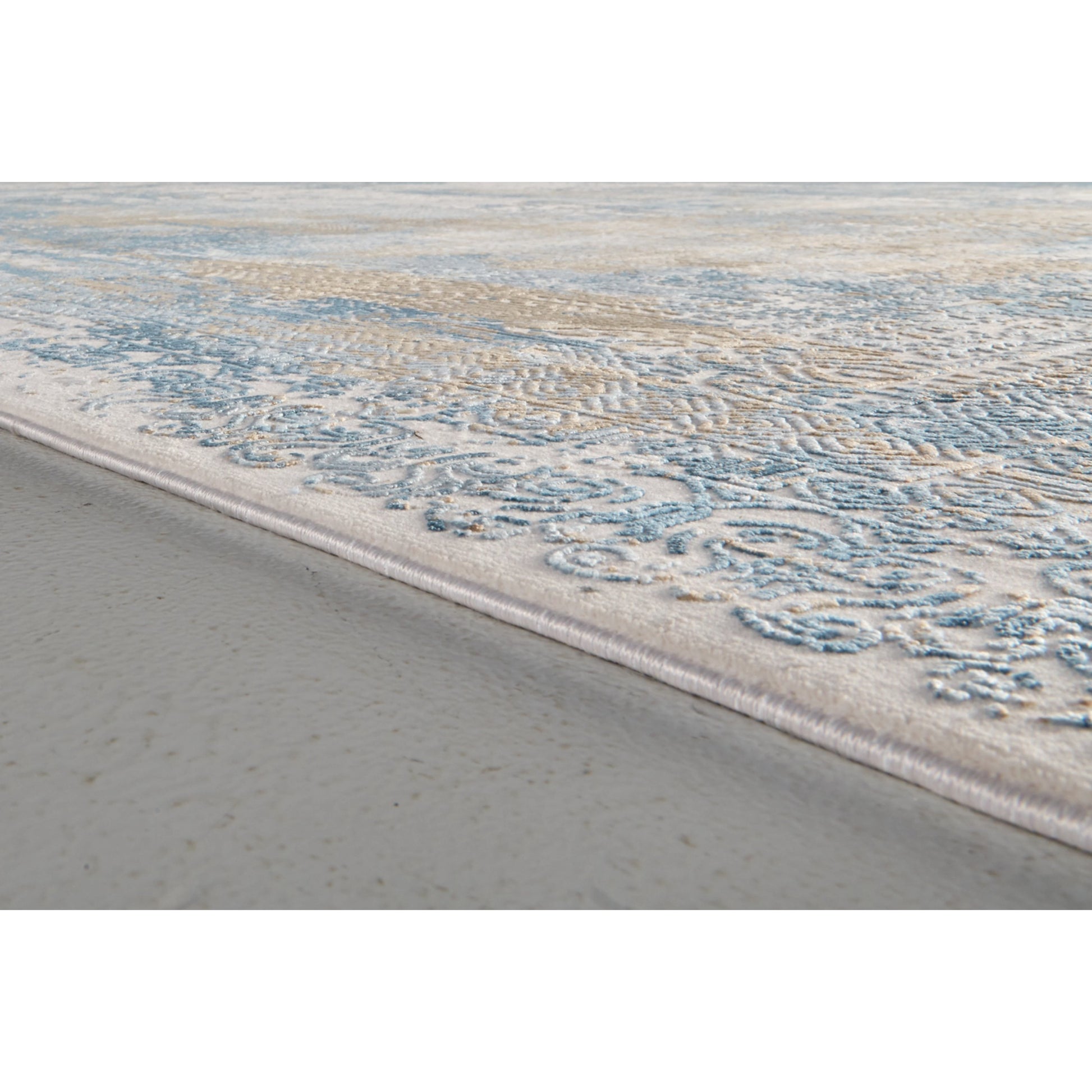 Cadiz Rug - 3890F by Feizy in blue, gray, gold. Made from viscose, acrylic in a unique style.