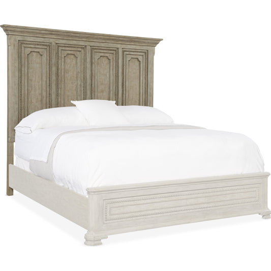 Leonardo Mansion Headboard by Hooker Furniture in light tusk. Made from oak veneers in a traditional style.