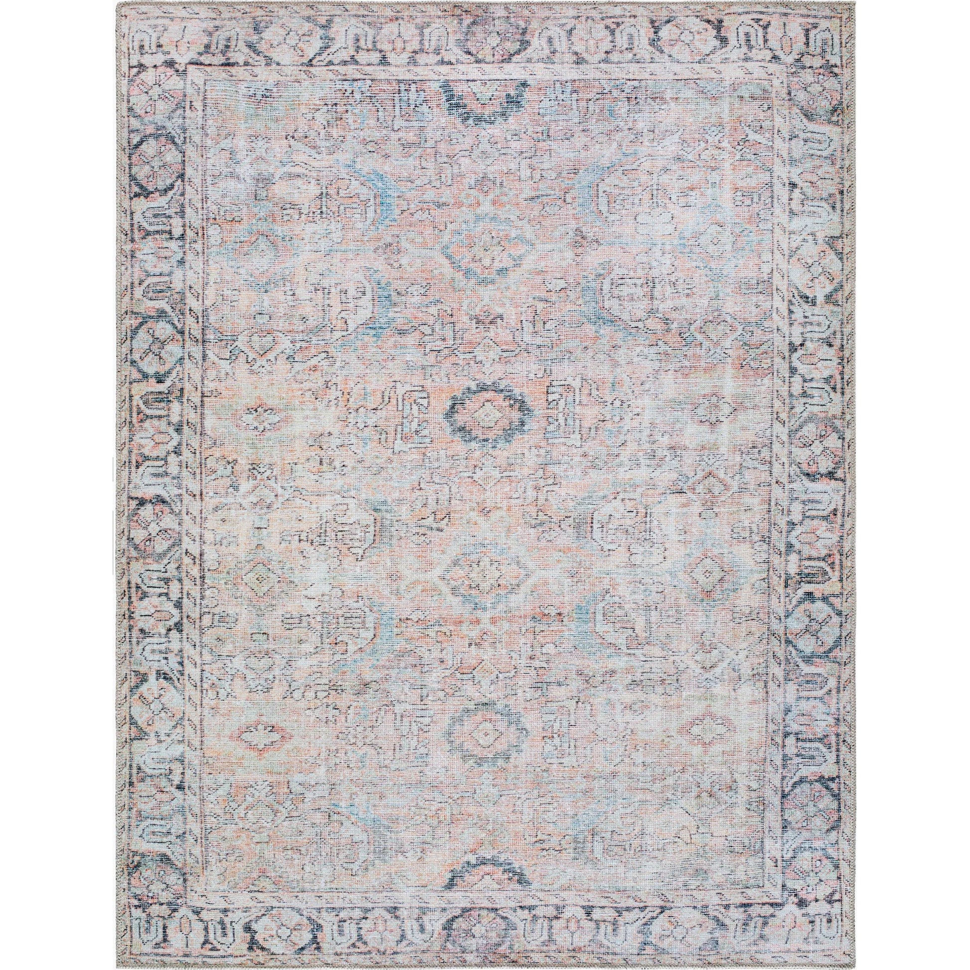 Kemer KMR-2312 Rug by Livabliss in tan, charcoal, seafoam, aqua, dark brown, cream. Made from polyester in a unique style.