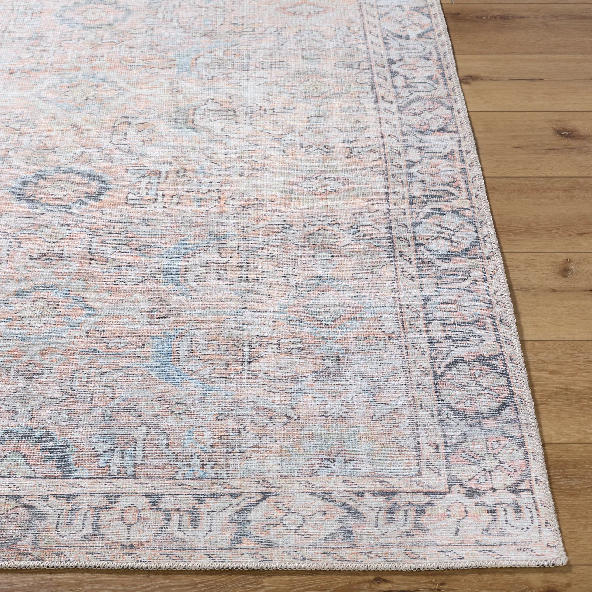 Kemer KMR-2312 Rug by Livabliss in tan, charcoal, seafoam, aqua, dark brown, cream. Made from polyester in a unique style.