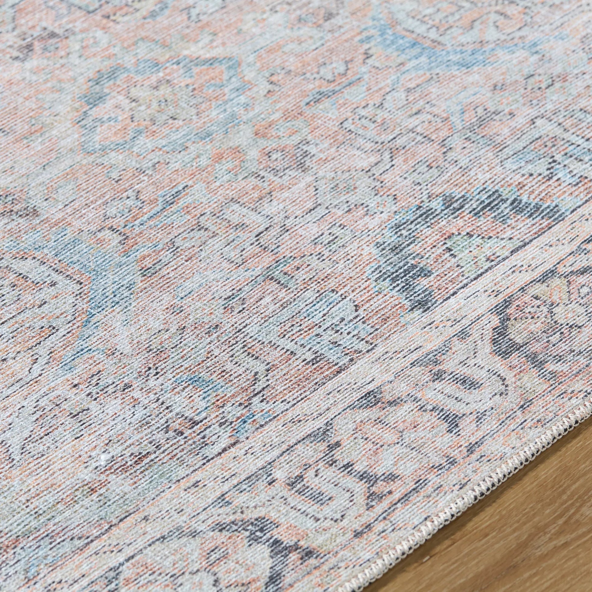 Kemer KMR-2312 Rug by Livabliss in tan, charcoal, seafoam, aqua, dark brown, cream. Made from polyester in a unique style.