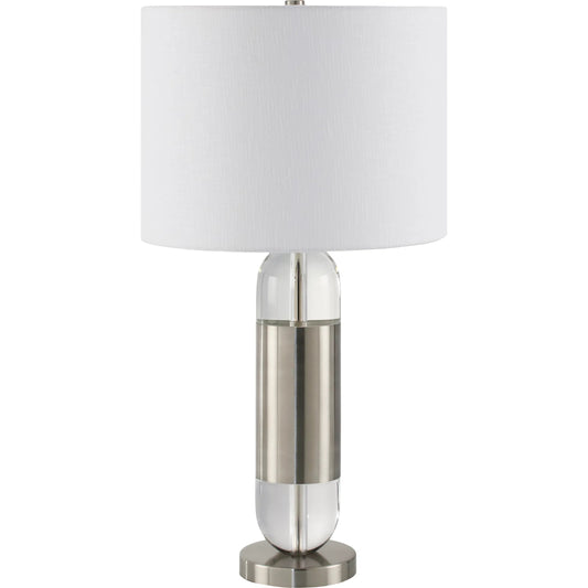 Kamas Accent Table Lamp - 538363 by Surya in platedtranslucentplatedplated. Made from crystal, iron, linen, polyester in a unique style.