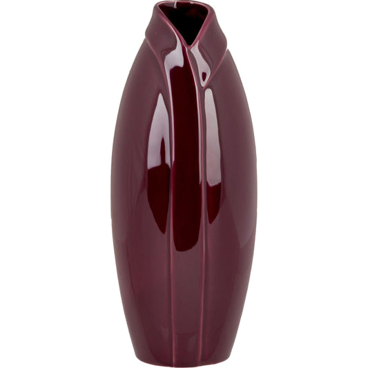 Elm Vase by Surya in burgundy. Made from ceramic in a modern style.