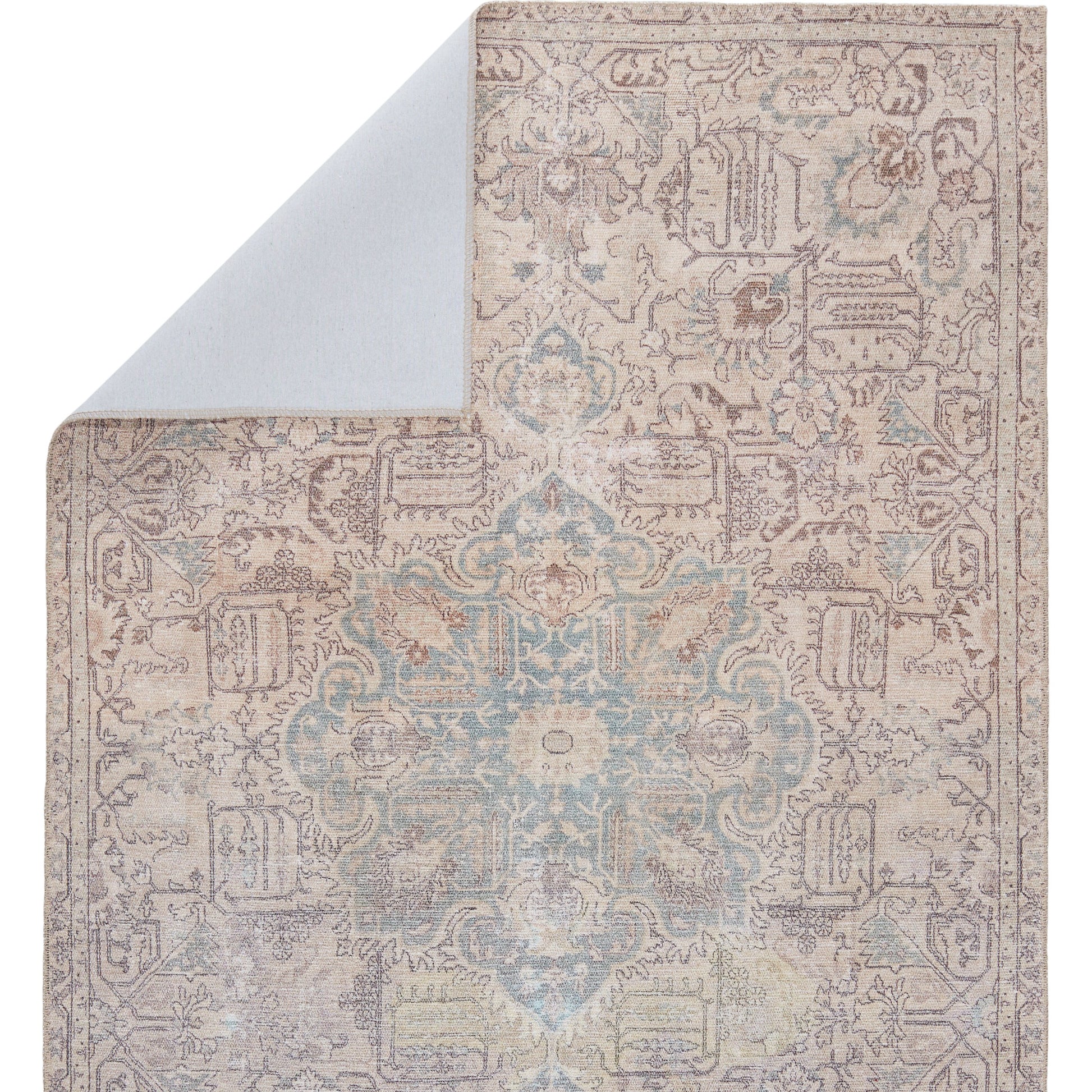 Kindred KND14 Rug by Jaipur Living in light blue, light tan. Made from 100% polyester in a unique style.