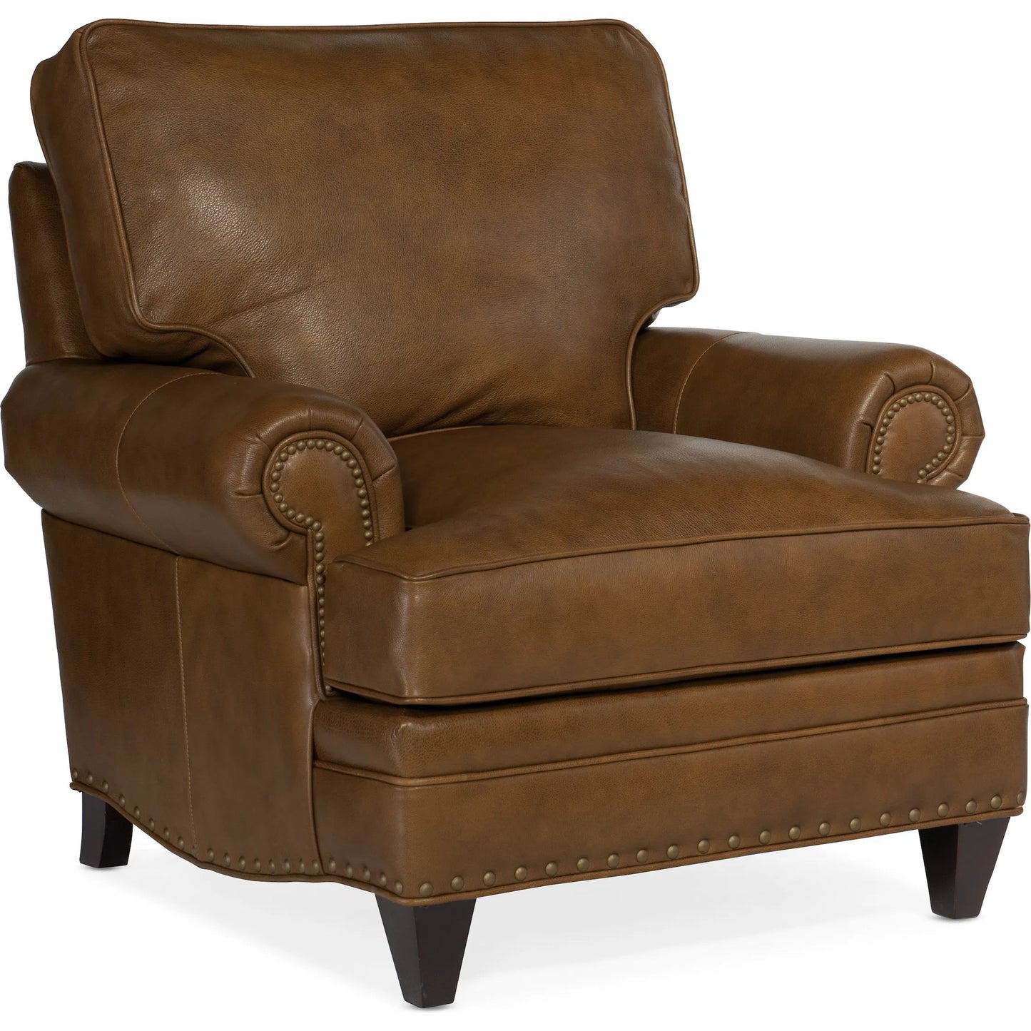 001 SI-1873042 | Primary Silo | Carrado Stationary Chair by Bradington-Young by Hooker Furniture in brown and plantation finish, brass. Made from 100% leather in a unique style.
