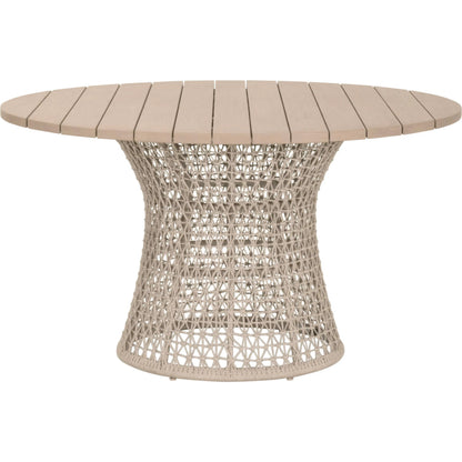 Knit Dining Table by Essentials For Living in oat flat rope, washed ever teak. Made from solid teak wood, aluminum in a rustic style.