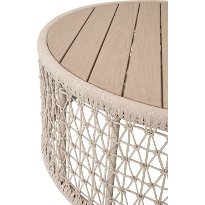 Knit Coffee Table by Essentials For Living in oat flat rope, washed ever teak. Made from solid teak wood, aluminum in a rustic style.
