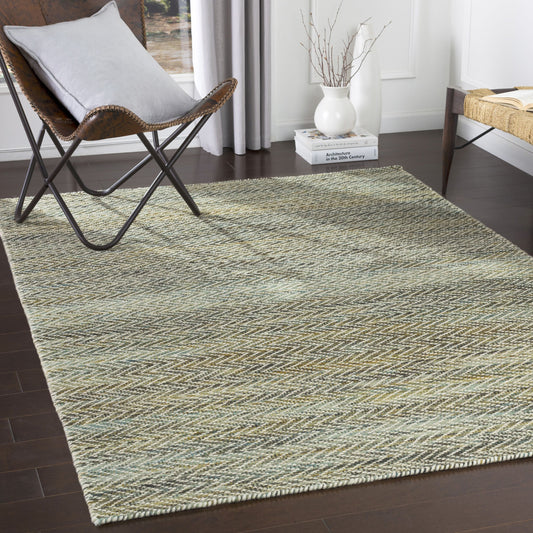 Kinley Rug - 22145 by Surya in medium green, aqua, grass green, olive, light brown, dusty sage. Made from 50% polyester, 50% polypropylene in a unique style.