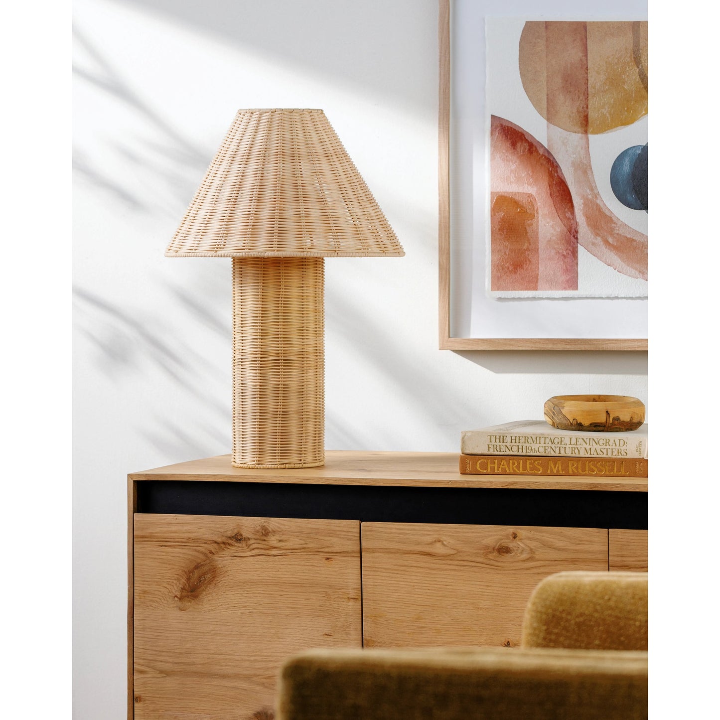 003 SI-2165554 | Lifestyle | Kenna Accent Table Lamp - 535764 by Surya in beige, translucent and natural. Made from rattan in a rustic style.