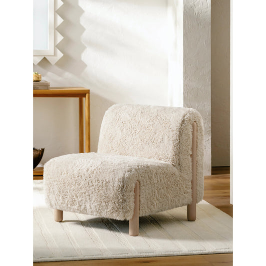 Kenwood - 525405 by Surya in white and wood. Made from upholstery: polyester, base: rubber wood, fill: 75% polyurethane foam, 25% polyester, polyfill in a modern style.