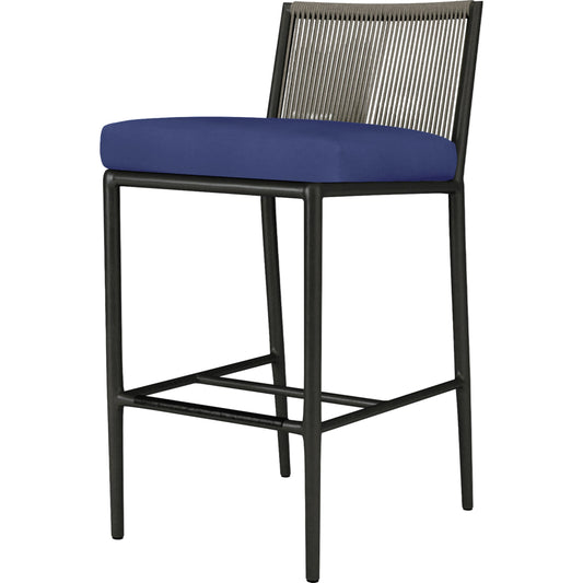 Pietra Outdoor Barstool by Sunset West in graphite. Made from olefin rope in a modern style.