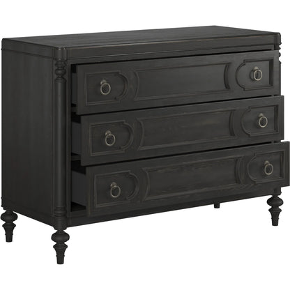 Atrium 3 Drawer Chest by A.R.T. Furniture in hand rubbed black, undertones of brown. Made from unique in a traditional style.