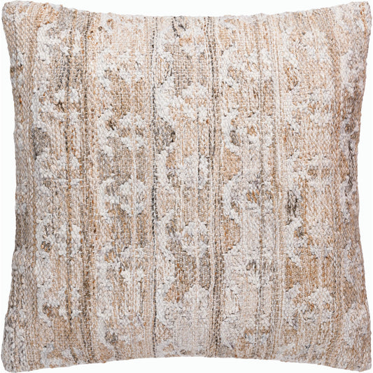Kobe Accent Pillow - 533815 by Surya in tan, off-white, gray. Made from recycled pet yarn, polyester in a traditional style.