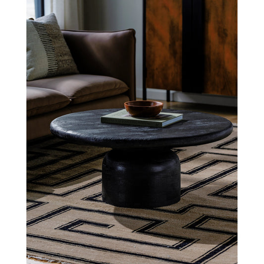 Koben Coffee Table - 532007 by Surya in black and black sand. Made from mango wood in a modern style.