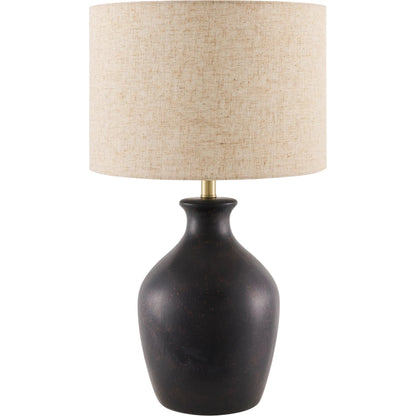 Karole Accent Table Lamp by Livabliss in glazed. Made from ceramic, linen, polyester in a unique style.