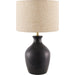 Karole Accent Table Lamp by Livabliss in glazed. Made from ceramic, linen, polyester in a unique style.