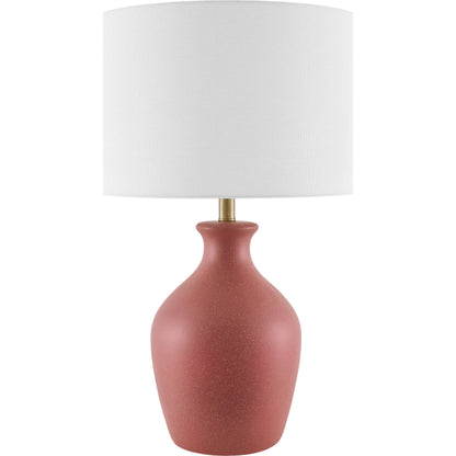 Karole Accent Table Lamp by Livabliss in glazed. Made from ceramic, linen, polyester in a unique style.
