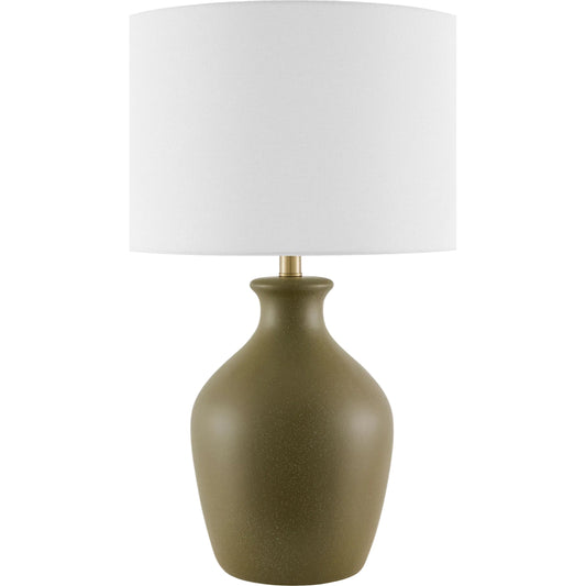 Karole Accent Table Lamp by Livabliss in glazed. Made from ceramic, linen, polyester in a unique style.