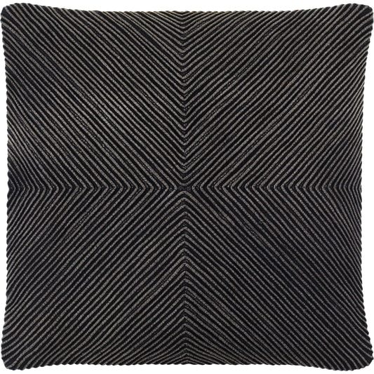 Kohl Pillow - 481729 by Surya in jet black, nickel, onyx, metallic - silver. Made from front: 100% cotton, back: 100% cotton in a modern style.