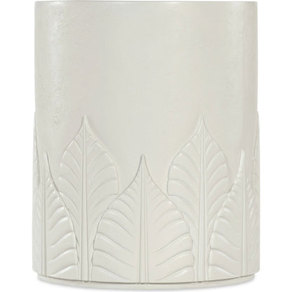 Commerce and Market Amelia Round End Table by Hooker Furniture in white plaster. Made from wood, resin in a modern style.