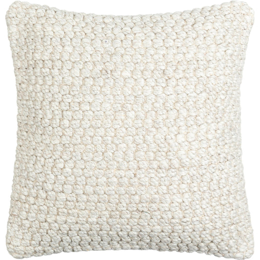 Kolapur Pillow - 479651 by Surya in white, light silver, ash. Made from front: 60% viscose, 20% wool, 20% cotton, back: 100% cotton in a modern style.