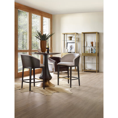 Curata Pub Table by Hooker Furniture in midnight brown. Made from white oak veneers, metal in a modern style.