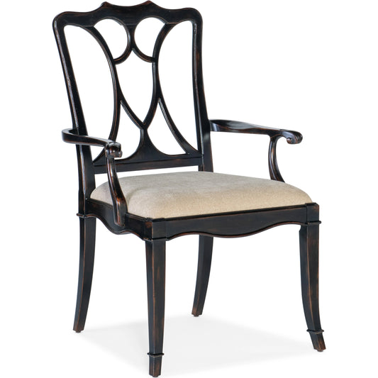 Charleston Upholstered Seat Arm Chair (Set of 2) by Hooker Furniture in sand. Made from fabric in a traditional style.