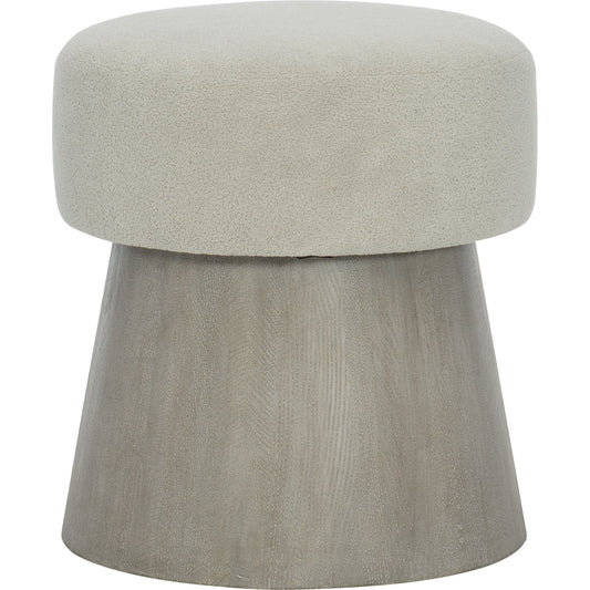 Linea Round Bench by Bernhardt. Made from white oak veneers, fabric in a unique style.