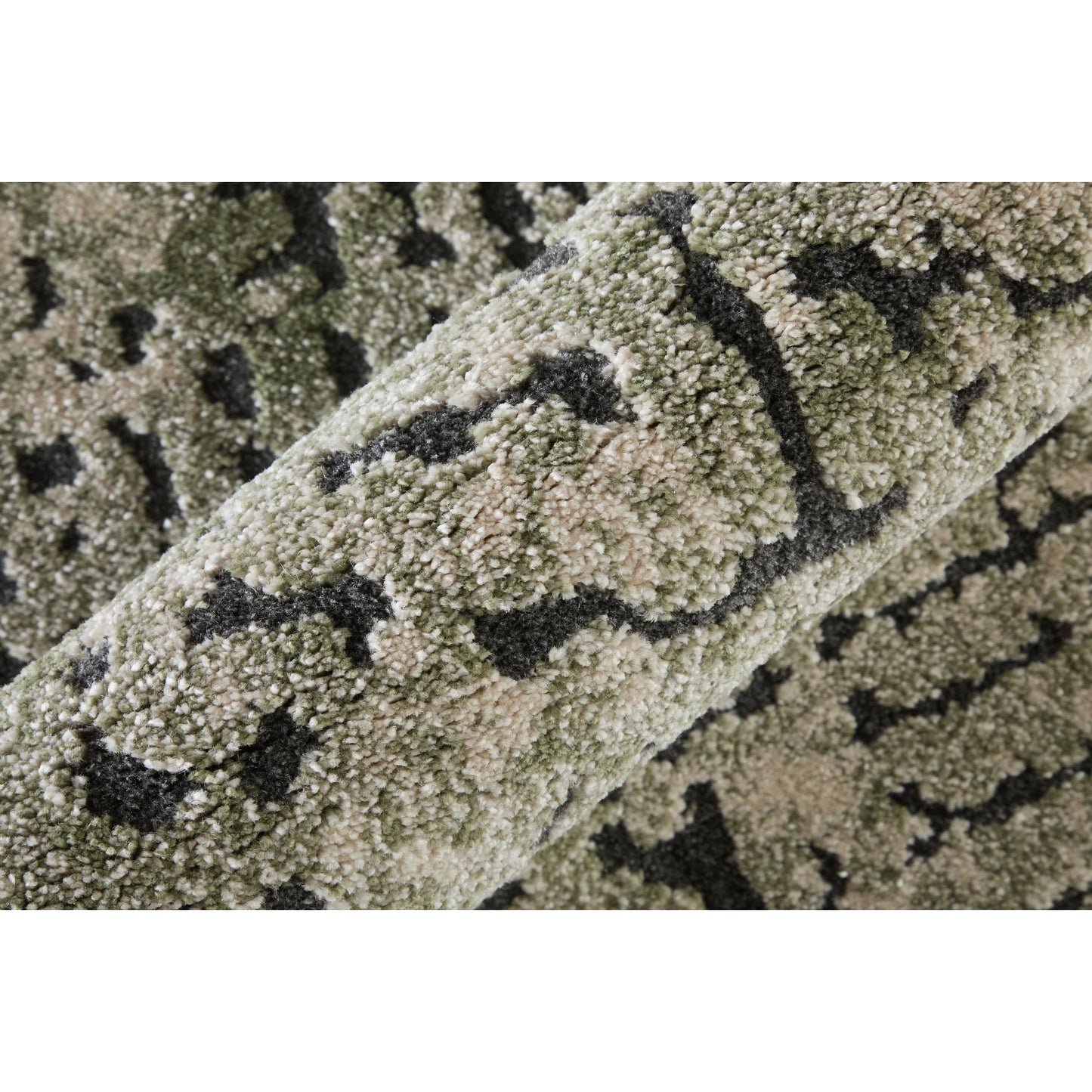 003 SI-2635517,SI-2635518,SI-2635519,SI-2635520,SI-2635521 | Closeup | Gilmore GIL39UNF Rug by Feizy in green, ivory, black. Made from polypropylene in a unique style.