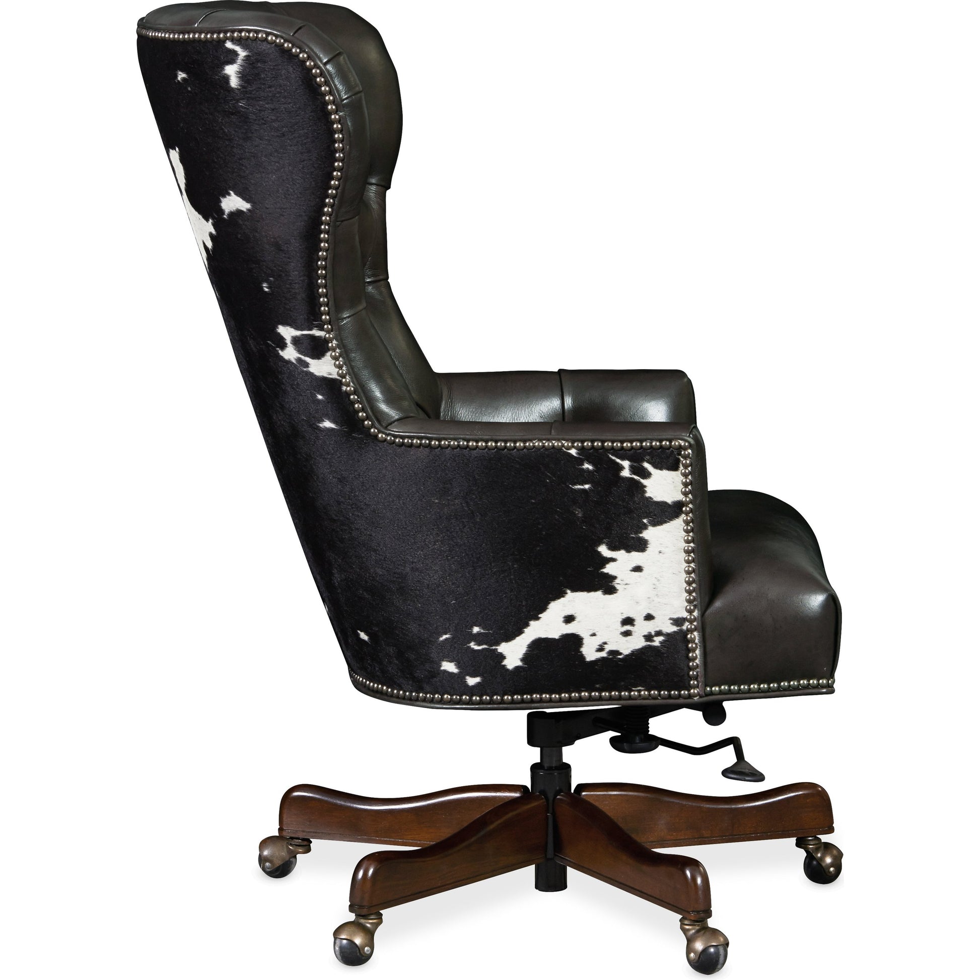 Katherine Executive Swivel Tilt Chair by Hooker Furniture in legendary graphite. Made from leather in a unique style.