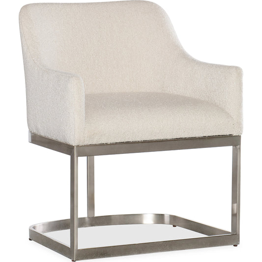 Modern Mood Upholstered Arm Chair by Hooker Furniture in inverness natural and silver. Made from 83% polyester, 17% acrylic, metal in a modern style.