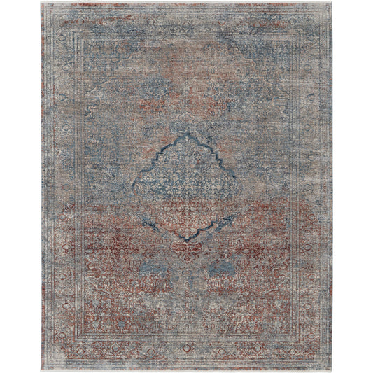 Marquette Transitional Rug - 39GVF by Feizy in blue, red, gray. Made from unique in a unique style.