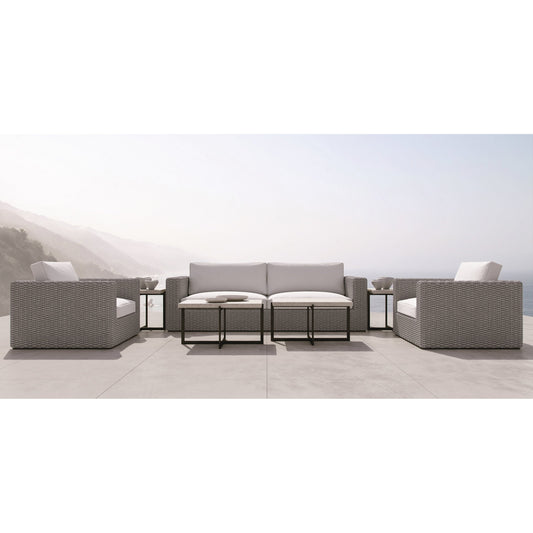 Capri Sofa by Bernhardt in mist gray. Made from rope, fabric in a unique style.