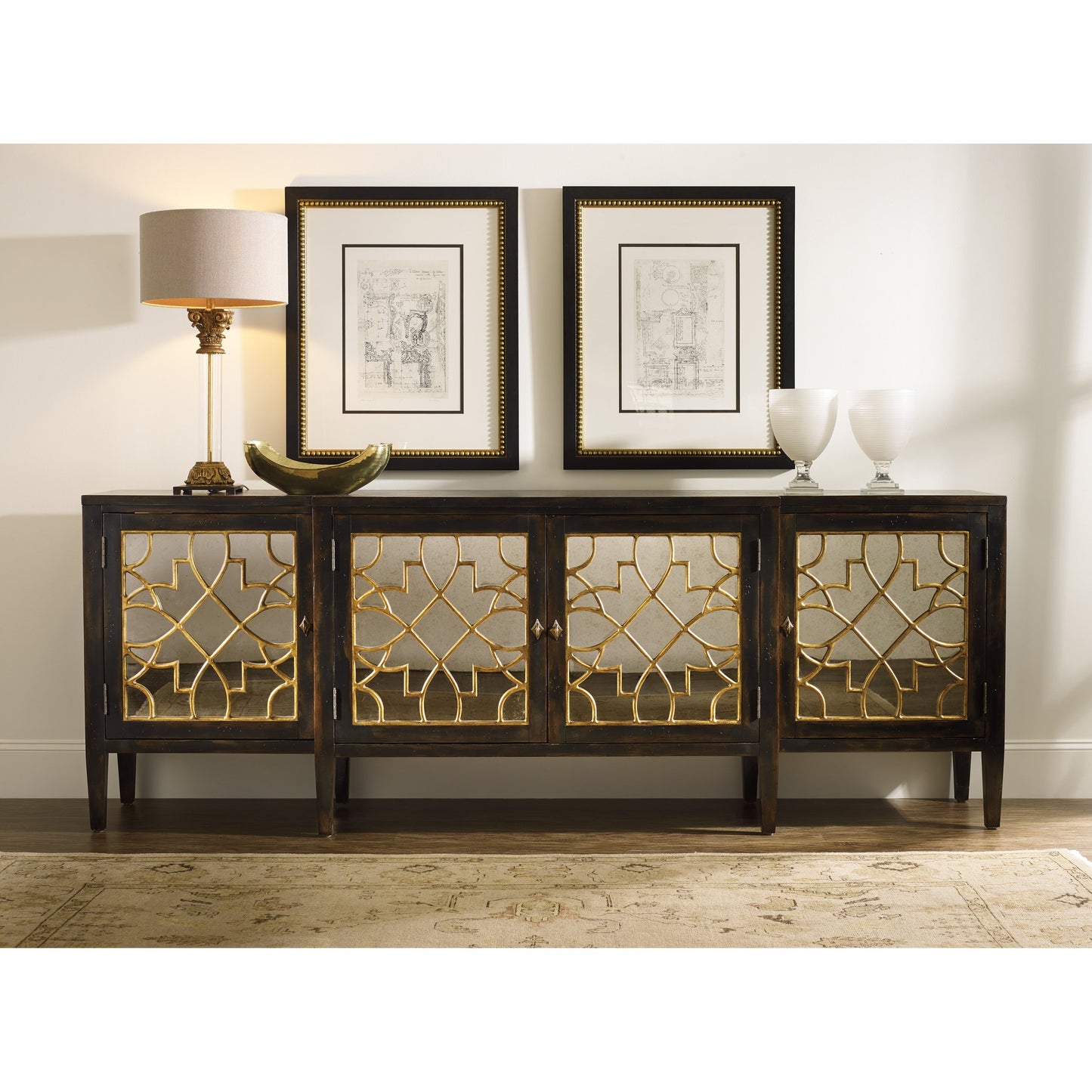 002 SI-1749578 | Lifestyle | Sanctuary Four Door Console by Hooker Furniture. Made from unique in a modern style.