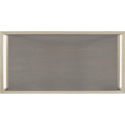 Curata Nightstand by Hooker Furniture in midnight brown. Made from white oak veneers, metal, glass in a modern style.